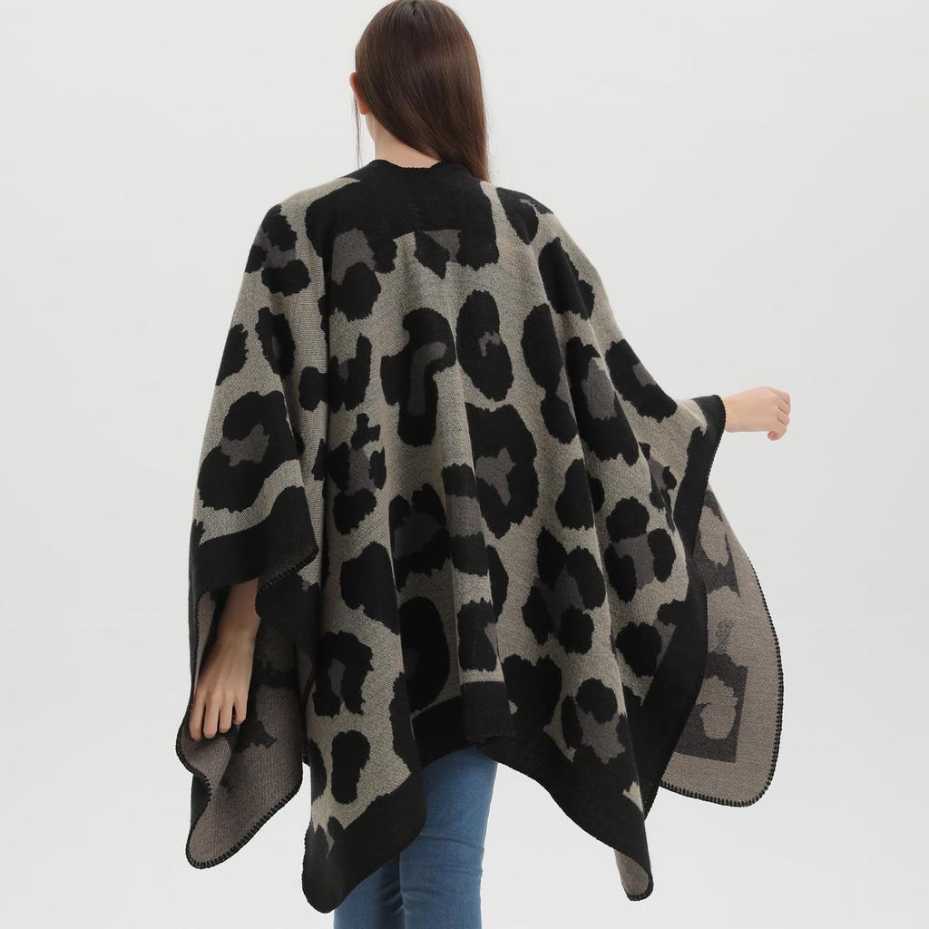 European & American Leopard Print Shawl: Autumn/Winter Imitation Cashmere Cape Scarf
