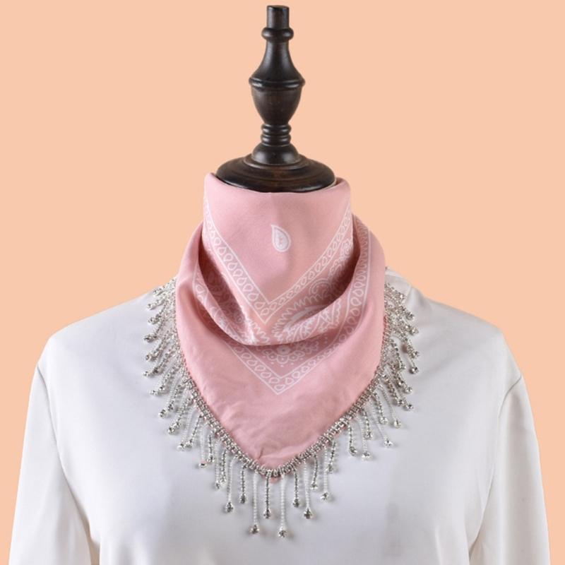 Shimmering Fringed Bandanas Scarf for Party Fashionable Cashew Flower Head Scarf for Women Men Club Party Costume Props