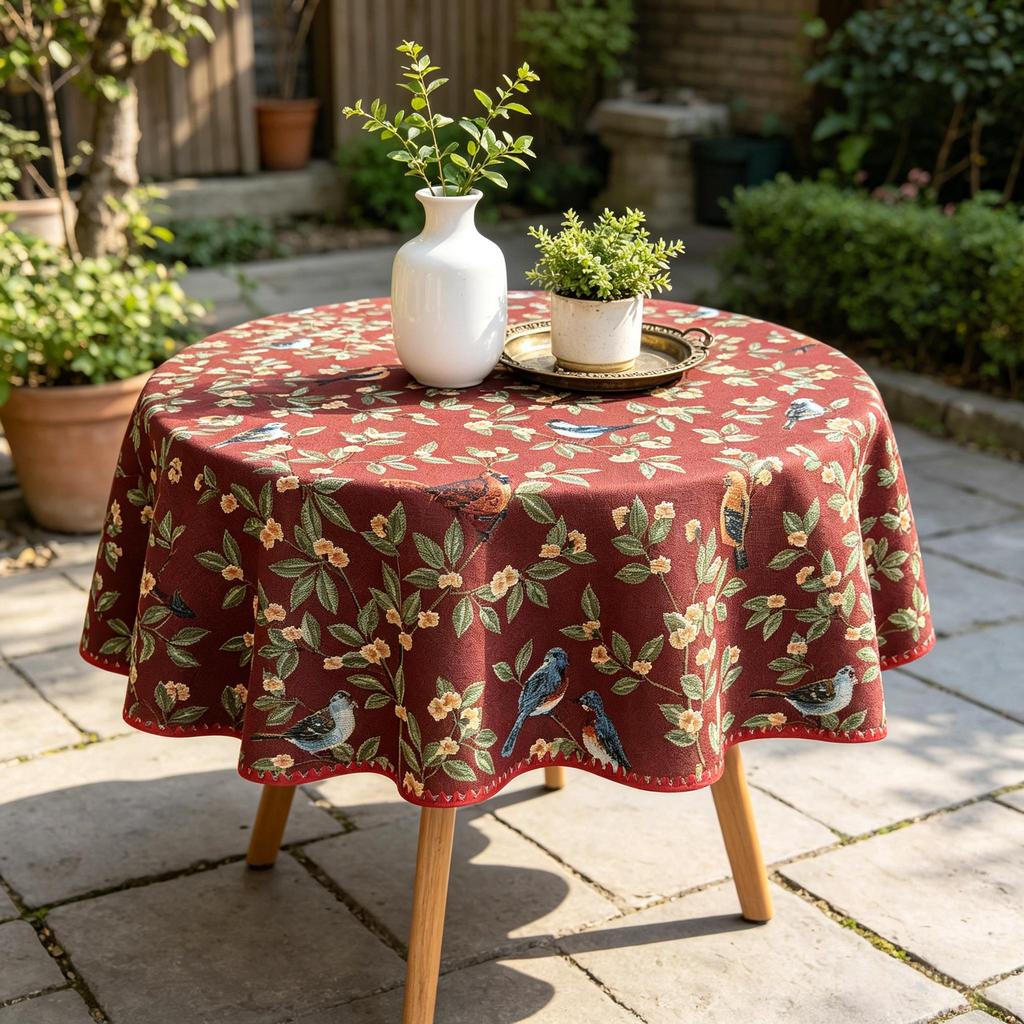 Kitchen Dining Household Furniture Washable Fabric Easy Care Round Cotton Table Cloth