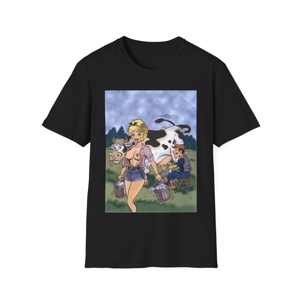 Milking the Cows and The Farmers Daughter Adult Funny  T-Shirt Unisex T-Shirt XXXL