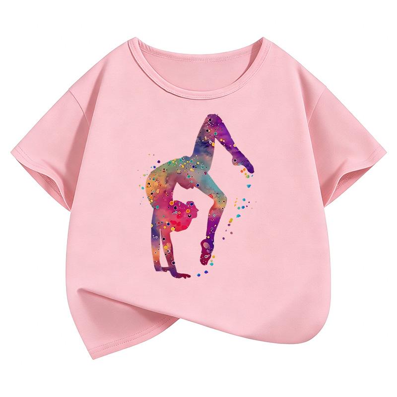 Funny Dance Girl Design Printed T Shirts Short Sleeve Fashion Kids Childrens Tshirt Girls Summer Spring Casual Top Tee