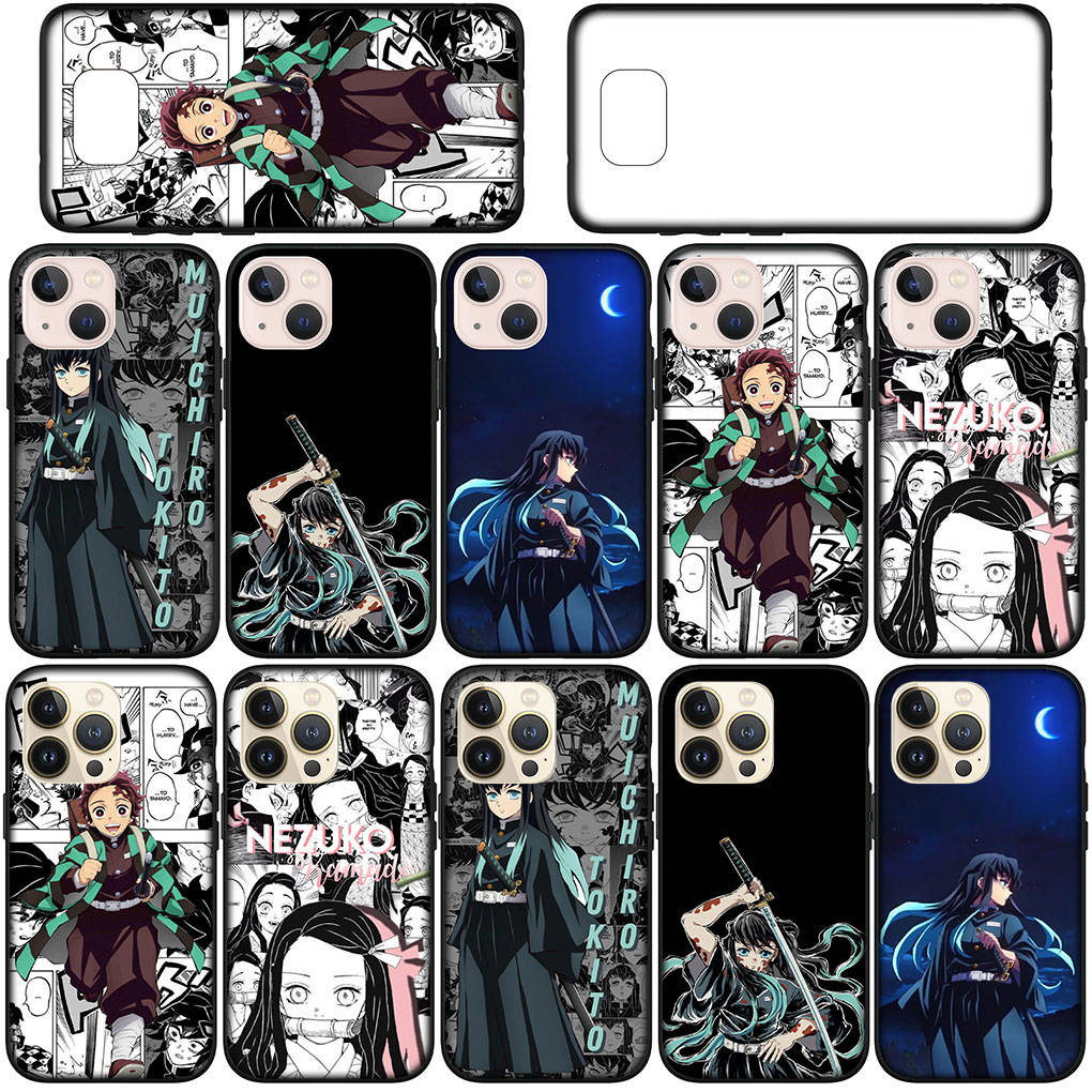 For Samsung Galaxy S24 S23 iPhone 16 15 14 Xiaomi Redmi Note 13 12 11 Plus 9 Pro Max X XR-deksel Muichiro Tokito Kamado Tanjiro Demon Slayer OPPO Huawei