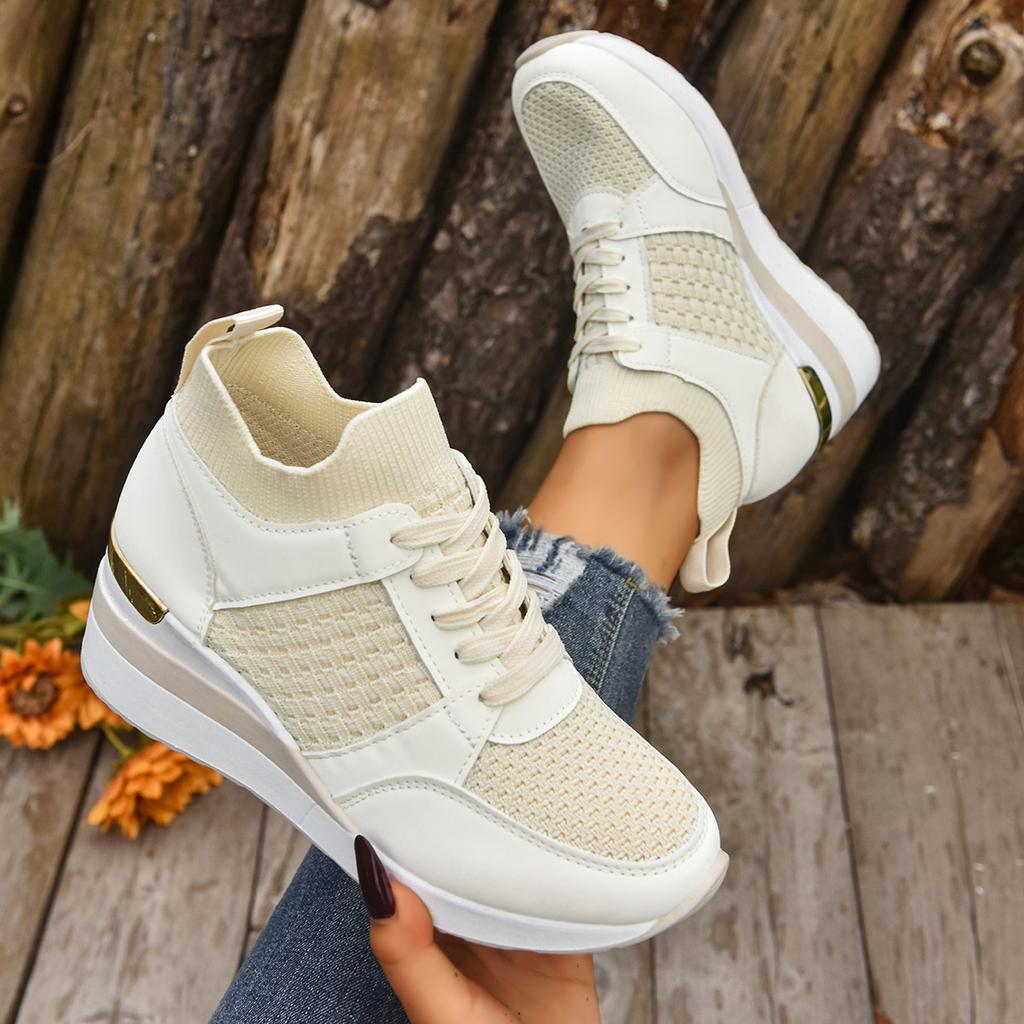 Fashion Women Breathable Mesh Shoes Plus Size Fashion Wedge Sneakers Women Lightweight Non Slip Socks Casual Sneakers  Zapatos De Mujer