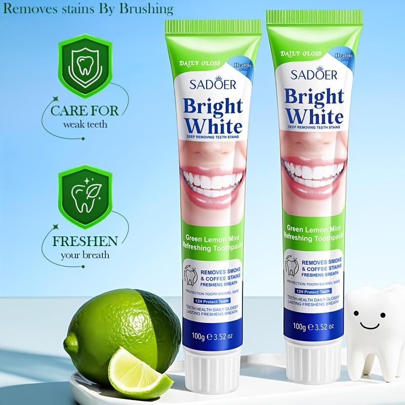 SADOER Bright White Lemon Mint Toothpaste for Fresh Breath & Stain Removal - Natural Ingredients,Deep Cleaning,Stain Reduction,Fluent Cleaning Formula