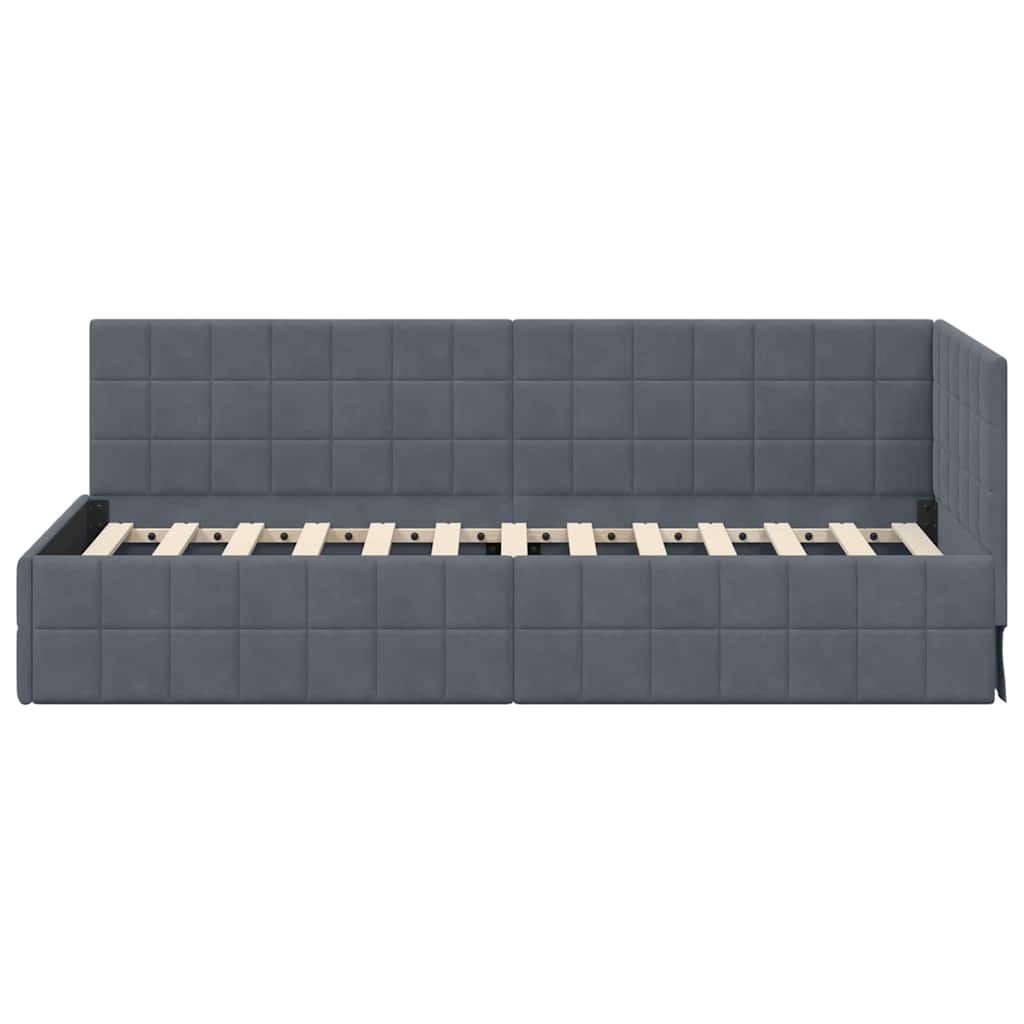 Corner Bed Frame with Headboard Dark Grey 80 Cm X 200 Cm Velvet