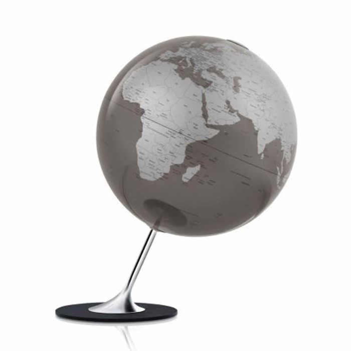 Globe terrestre design gris/argent sur socle chromé - ATMOSPHÈRE - Anglo Slate - Mixte - Intérieur - Métal, pvc