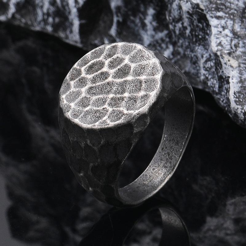 Cuervo, Anillo de Acero de Titanio, Anillo Dominante para Hombre de Negocios, Anillo Geométrico Sólido Simple