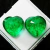 16 Ct Pair Natural Heart Emerald Green Shape Loose Gemstone CERTIFIED E-8hh 002