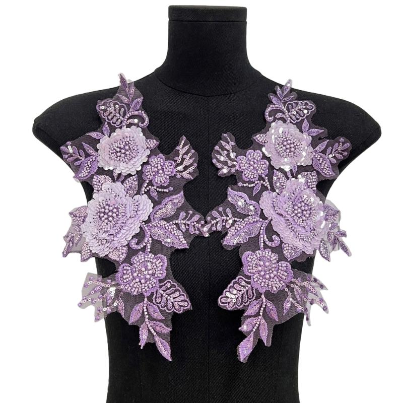 Sewing On Iron On Flower Patches with Sequins Embroidery for Easy Crafting Projects Polyester
