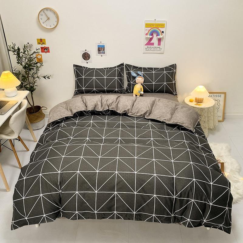 Simple aloe vera cotton four-piece set three-piece set quilt cover bed sheet human bedding