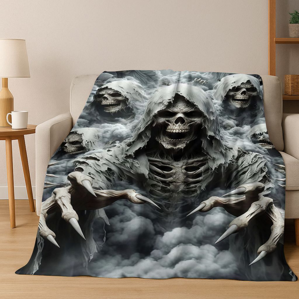 26 Style Terrifying Ghost Spirit Apparition Specter Gothic Flannel Blanket,Cozy Soft Throw Blanket for Home Bedroom Bed Sofa