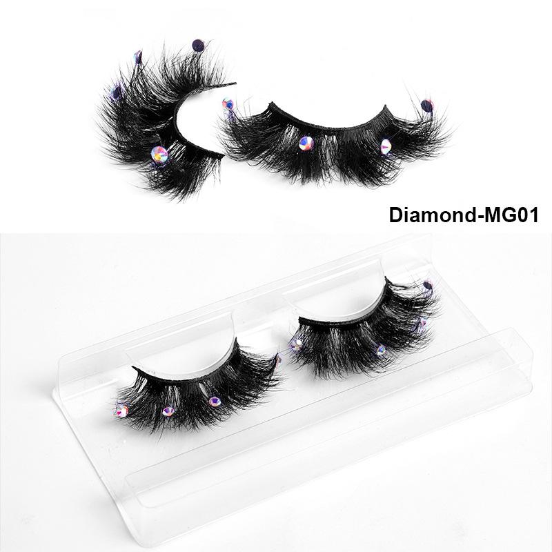 3D Three-Dimensional High Imitation Mink Hair With Diamond False Eyelashes, Natural Thick Grafted Eyelashes