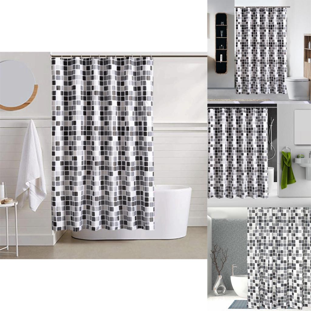 Elegant Mosaic Design Bathroom Curtain With Waterproof Polyester Fabric For Modern Homes
