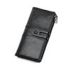 Woman/Men Long Wallet Genuine Leather RFID Anti-fraud Multi Functional Card Holder Coin Purse Vintage Male Zipper Money Bag Clutch