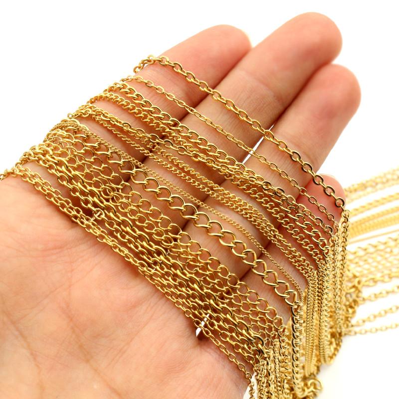 5 Meters/Lot Never Fade Stainless Steel Gold Plated Necklace Chains For DIY Jewelry Findings Making Materials Handmade Supplies