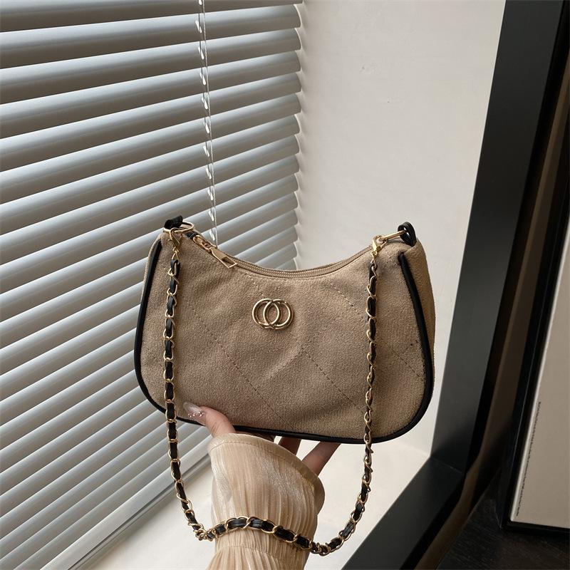 

New fashion simple fashion chain bag retro shoulder crossbody commuter versatile dumpling bag хаки