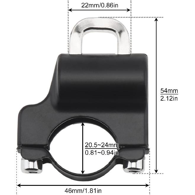 Windance 2Pcs 22mm 7/8 Motorcycle Anti-Theft Helmet Lock,Bike Handlebar Tubing Helmet Lock Padlock for Electric Scooter Motorbike