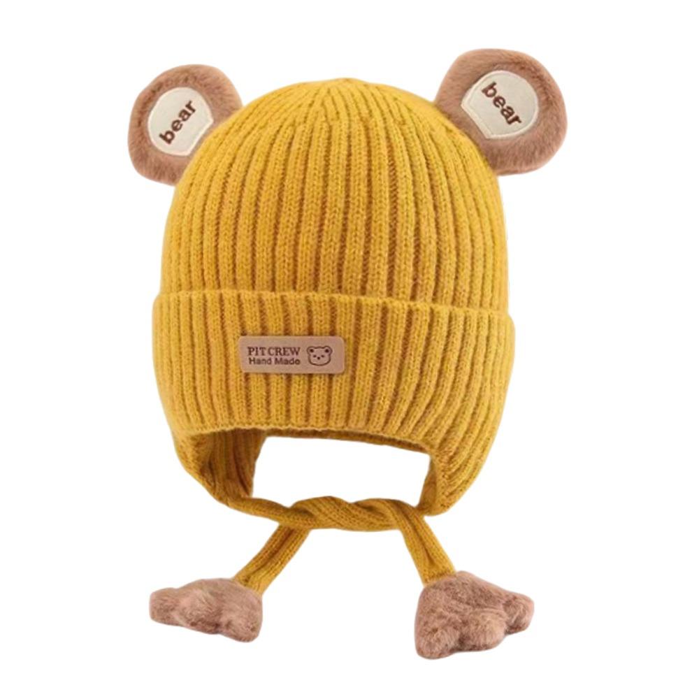 Lacing Detail Toddler Beanie Cap Cotton Lining Kids Anti-cold Cap Infant Knitted Cap Infant Use