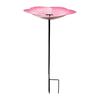 Flower Bird Bath Iron Bird Feeder Tray with Stake Outdoor Water Feeder