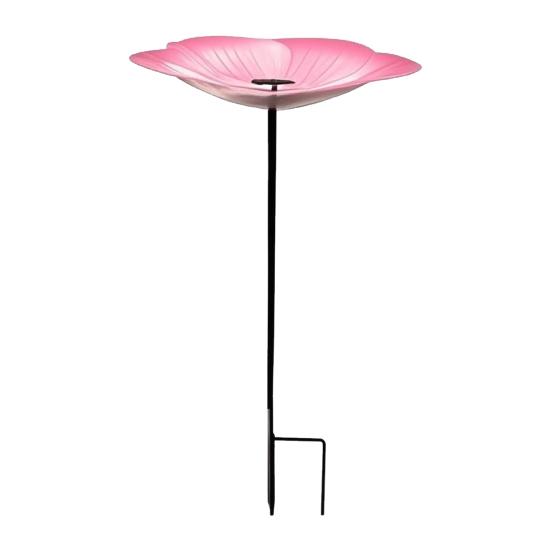 Flower Bird Bath Iron Bird Feeder Tray with Stake Outdoor Water Feeder Flower Bird Bath Bowl for Garden Decoration Bird Lovers Gift