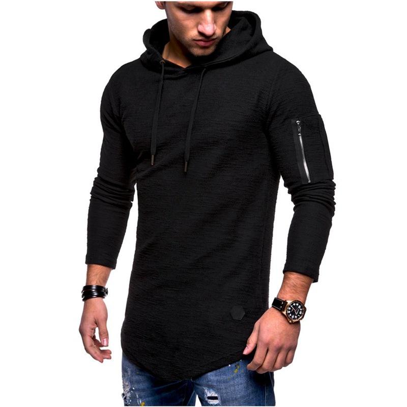 Slim Fit Round Neck Long Sleeved T-Shirt, Men'S Arm Zipper, Personalized Style Casual Base Shirt, Men'S T-Shirt