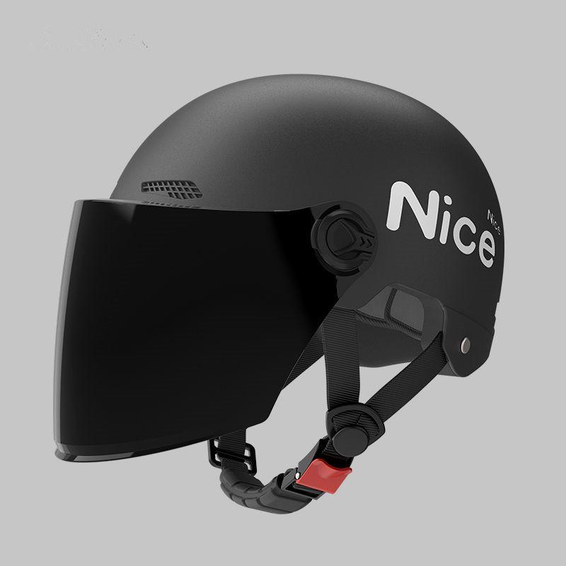 

1 Piece Battery Motorcycle Summer Universal Four-Season Sun Protection Safety Helmet Half Helmet Electric Car Women S Helmet Long mirror чорний