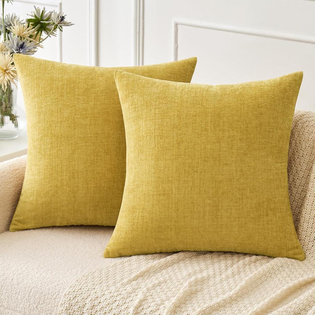 2pcs Thickened Bamboo Pattern Chenille Pillow Covers, Contemporary Style, Zipper Closure for Sofa, Bed, Bedroom, Dining Room - No Filling Included