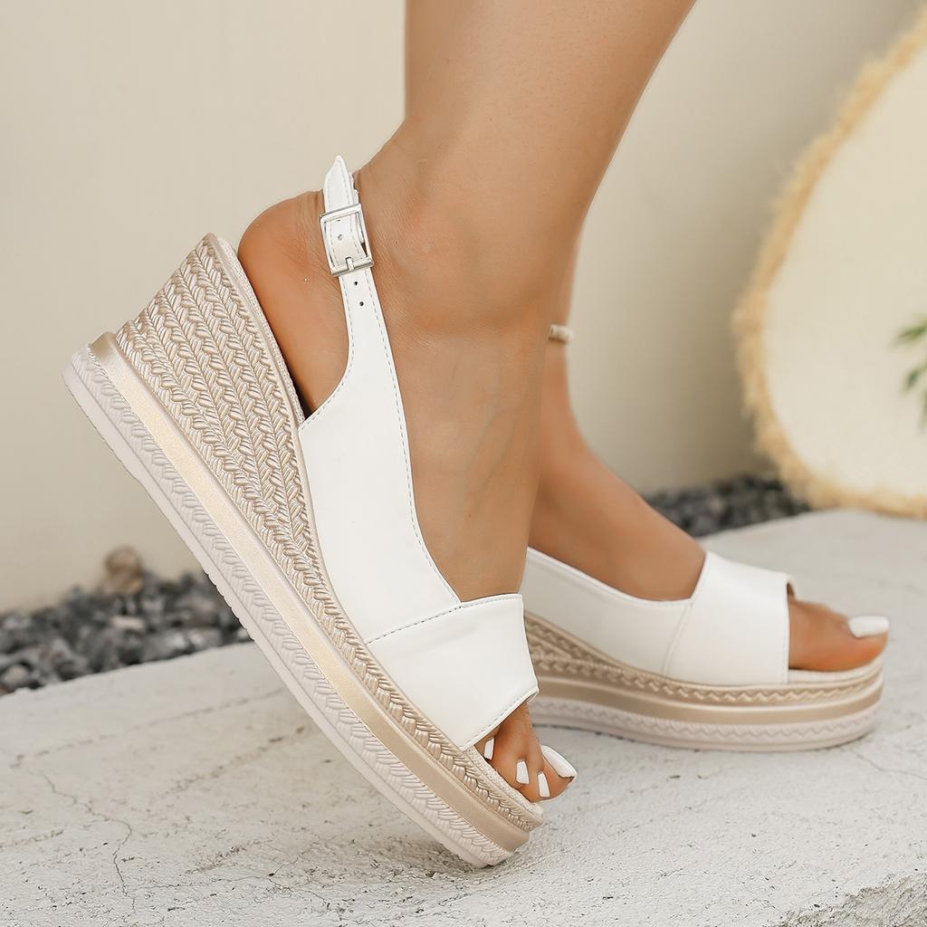Fashion Summer Back Strap Women Wedges Sandals 2025 New Lightweight Thick Bottom Sandles Woman High Heel Platform Casual Shoes Female