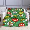 Grinch Christmas Ornaments Pattern Blanket Patterned flannel blanket perfect for the bedroom living room, sofa, or a little nap
