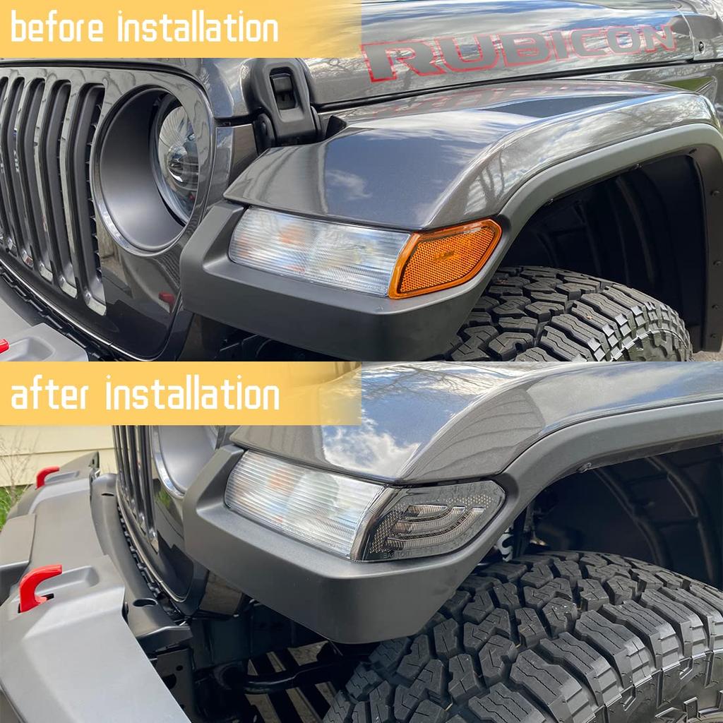 KMFCDAE LEDowe światło obrysowe błotnika przedniego kierunkowskaz dla Jeepa 2018-2022 Wrangler