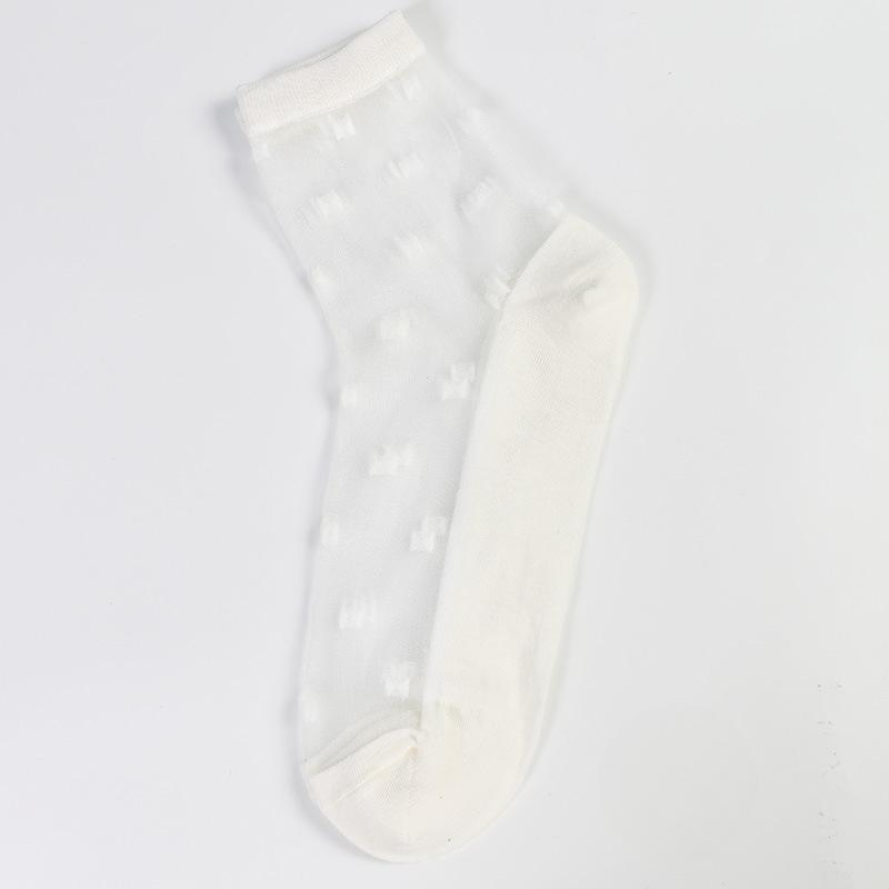 Ladies Spring and Summer New Fashion Casual Small Bow Glass Silk Socks