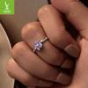 Yinziyun Purple Flower Open Ring for Women – Elegant 925 Sterling Silver Jewelry
