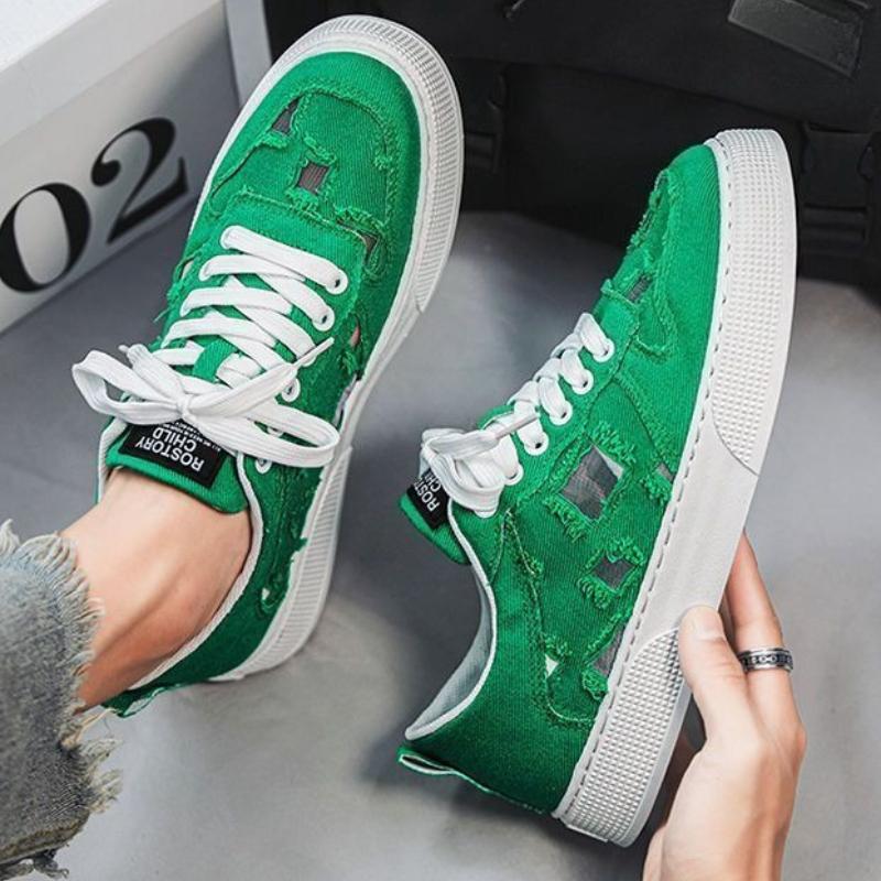 Male Shoe Lace Up Young Students Chunky Sneakers Breathable Size 44 Common Walking Without Leather Deals Work Men's Casual Shoes