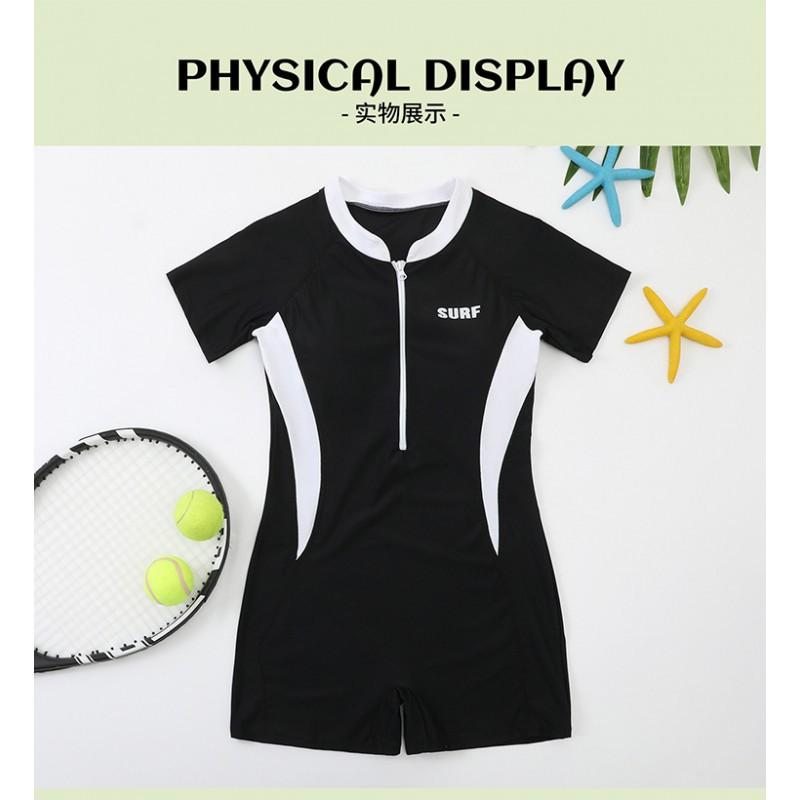 Costume da bagno da ragazza per allenamento Snellente Intero Boxer Conservativo Sport da piscina da corsa Costume da bagno caldo
