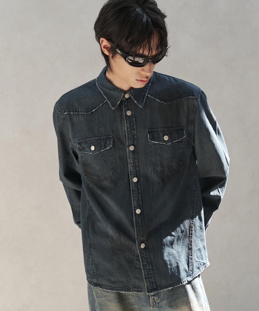 SENTAIR Oil Vintage Western Denim Shirt_D1