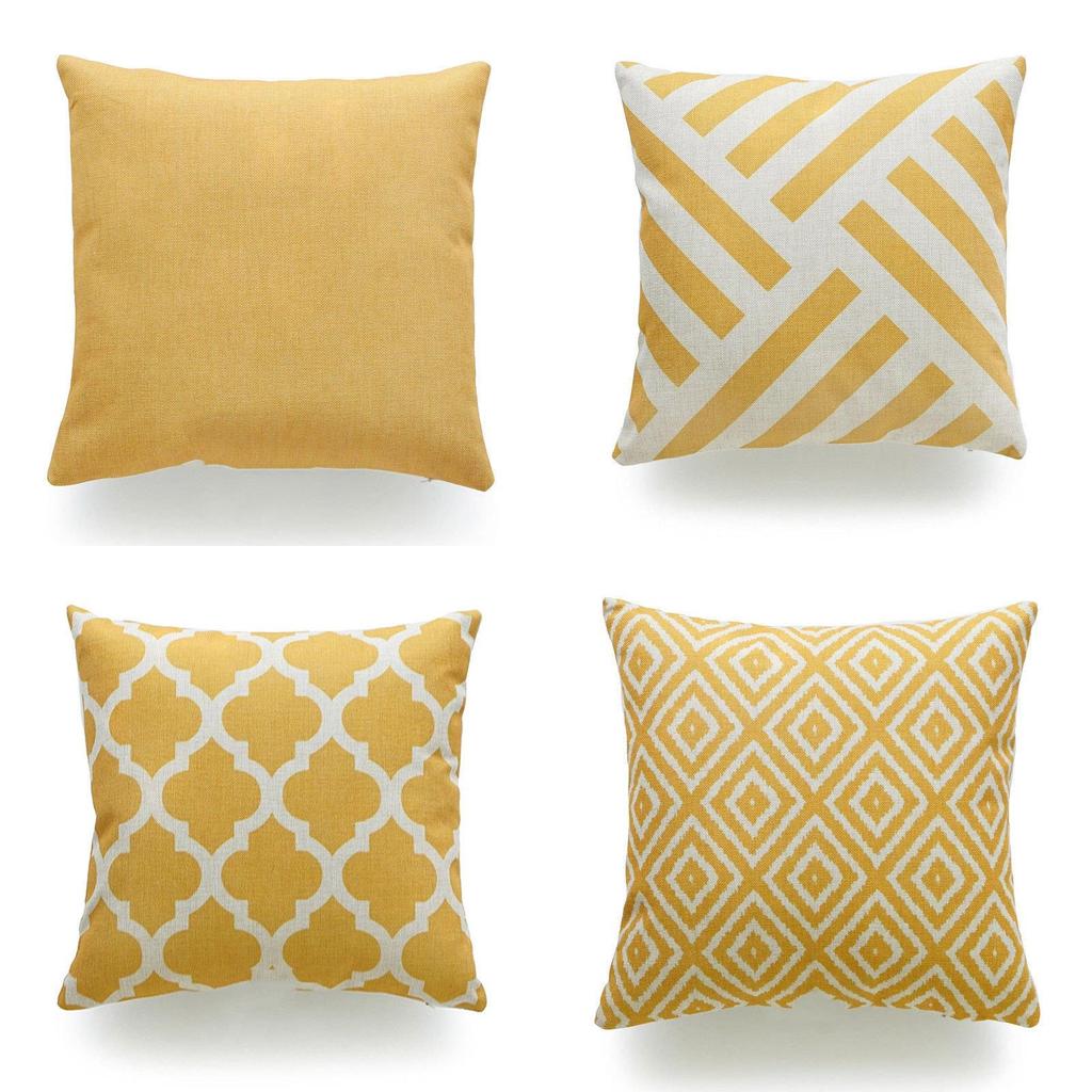 Luxurious Mustard Yellow Geometric Pillow Case For Fall And Autumn Decor