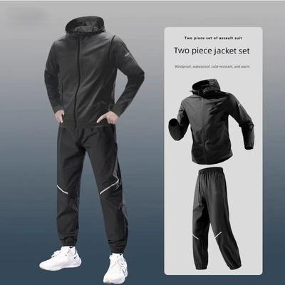 Foreign Trade Surplus Sports-Style Windbreaker Men's Spring Outdoor Casual Set Hooded Jacket and Long Pants Two-Piece Set Jacket