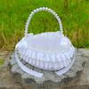Decorative Pearls Embellished Storage Basket With Golden Edges for Wedding Reception Party Decorations