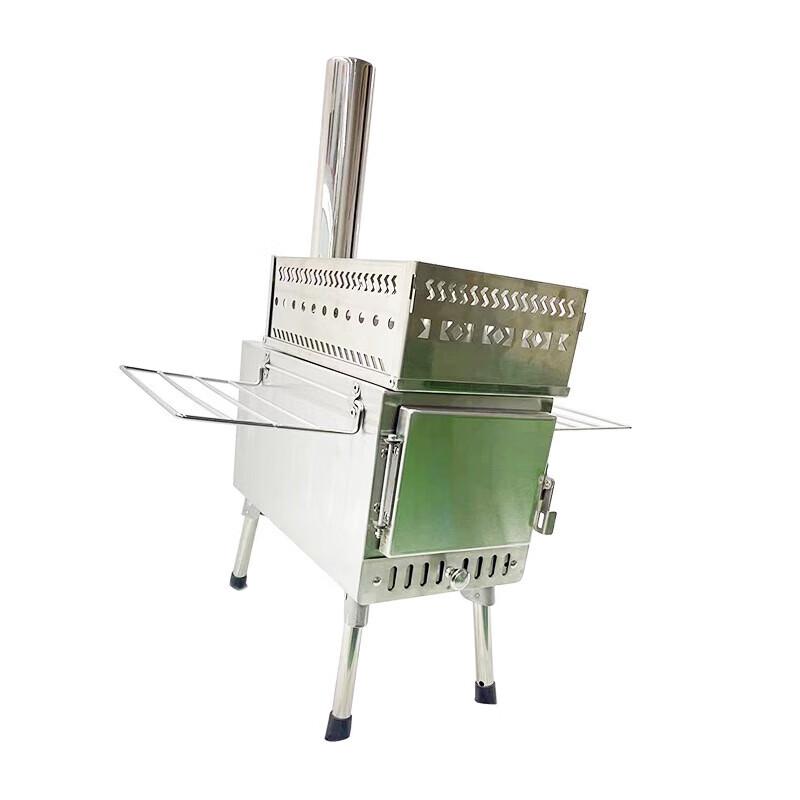 OEING Portable Folding Stainless Steel Tent Wood Stove 380x540x350mm