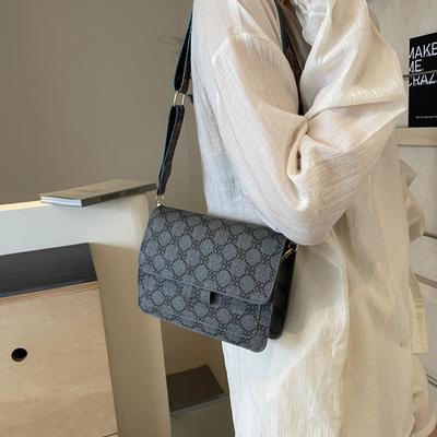 Women'S Bag Fashion Small Square Bag Texture Pu Shoulder Bag Niche Letter Messenger Bag