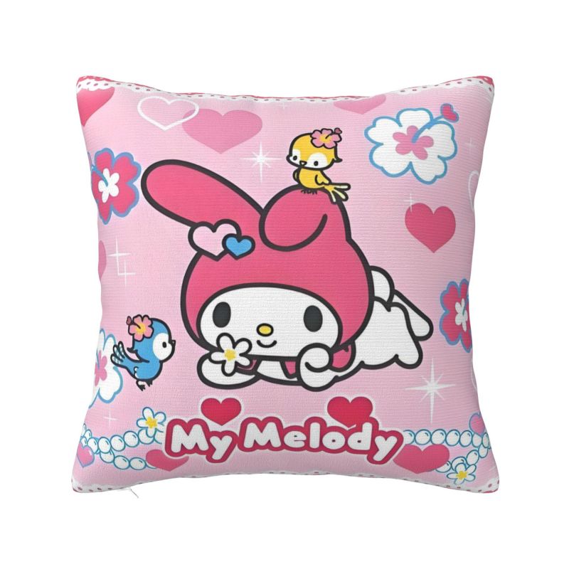 Custom Luxury Sanrio My Melody Anime Cushion Cover for Sofa Polyester Cartoon Cute Throw Pillow Case Bedroom Decoration