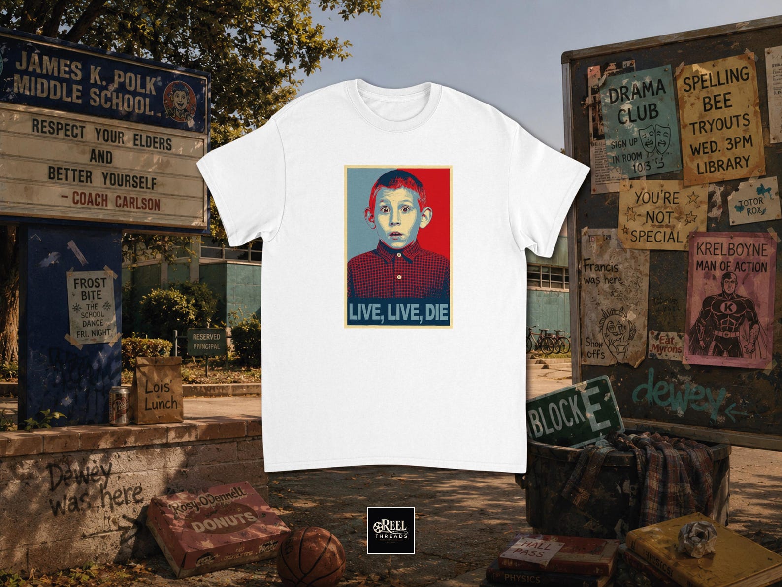 T shirt | Dewey | Dewey Tee | Malcolm | Malcolm shirt | Malcolm in the Middle | Live live die | Hope campaign poster | Malcolm Inspired 2XL