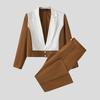 INCERUN Two Pieces Men Lapel Long Sleeve Patchwork Cropped Blazer Long Flare Pants Sets Outfits