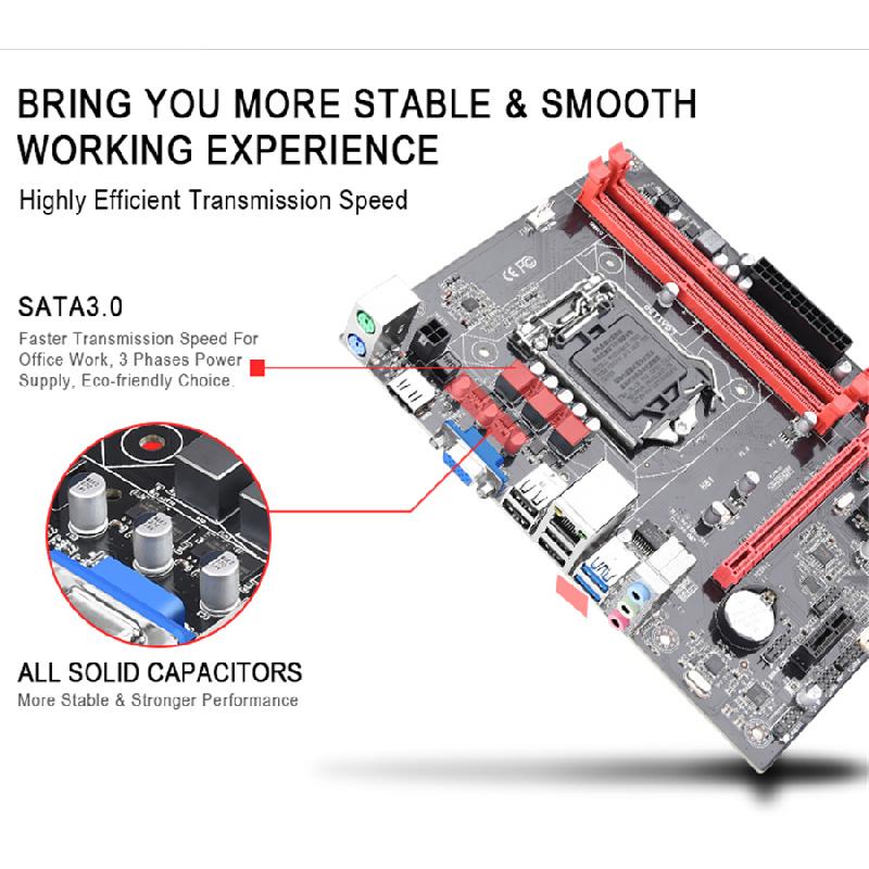 H81 Motherboard with M.2 NVME SSD, LGA 1150, Ddr3, Sata 3.0/usb 3.0/VGA/hdmi Connector