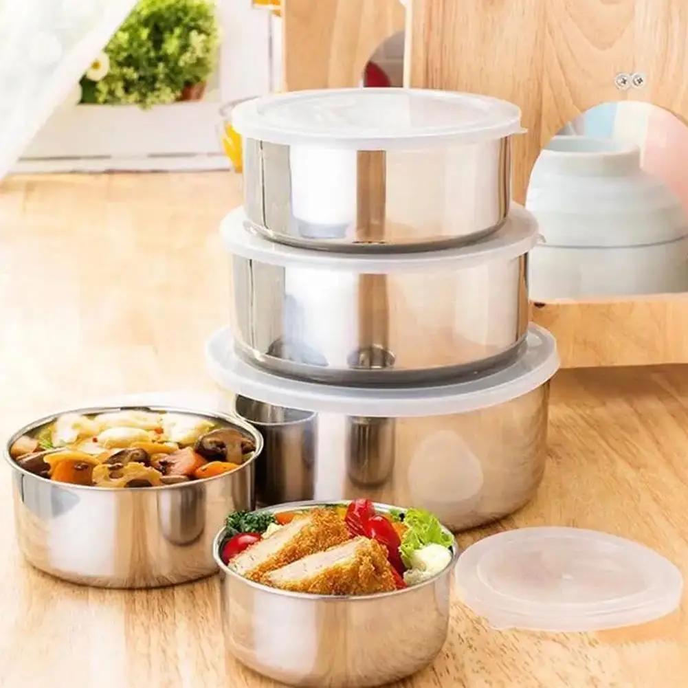 5PCS Crisper Box Set 410 Stainless Steel Lunch Box Bento Box Portable Food Container Food Storage With Lid