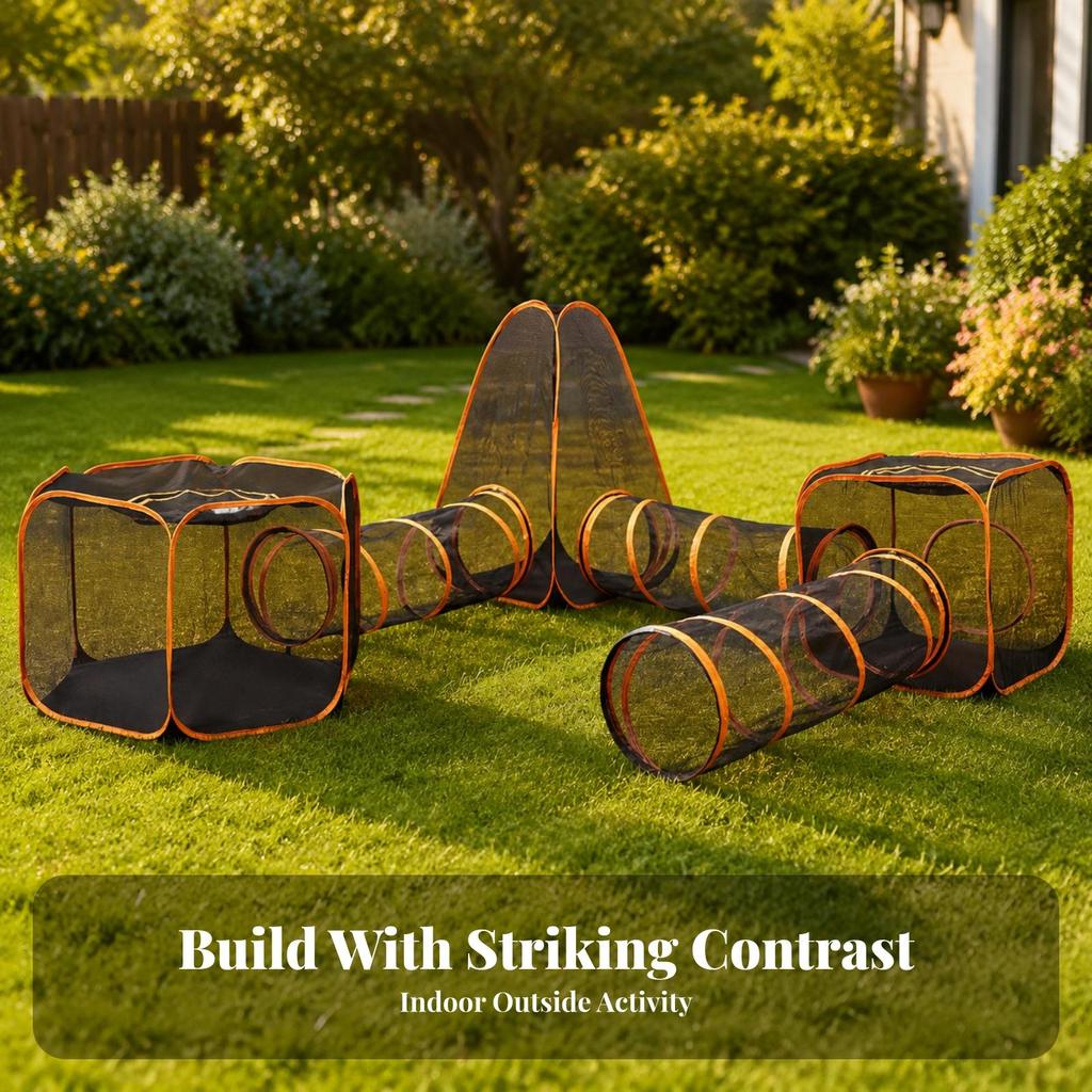 6 Pieces Modular Cat Playpen with Tent Portable for Outdoor, Travel, Young Dogs