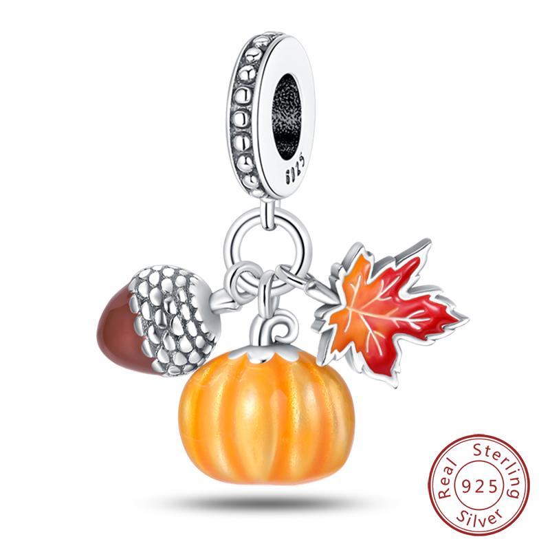 100% Copper Autumn Harvest Series Brown Music Squirrel Scarecrow Pumpkin Maple Leaves Charms Beads Diy Jewelry Gift