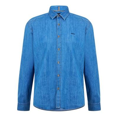 Mens Liam Embroidered Denim Point Collar Shirt