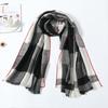 Black and white wool scarf women's autumn and winter long versatile thickened dual-purpose shawl grid