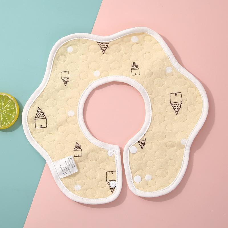 Baby Saliva Towel Class A Four-Layer Crepe Cartoon Snap-Button Bib Baby Triangle Scarf Newborn Bib